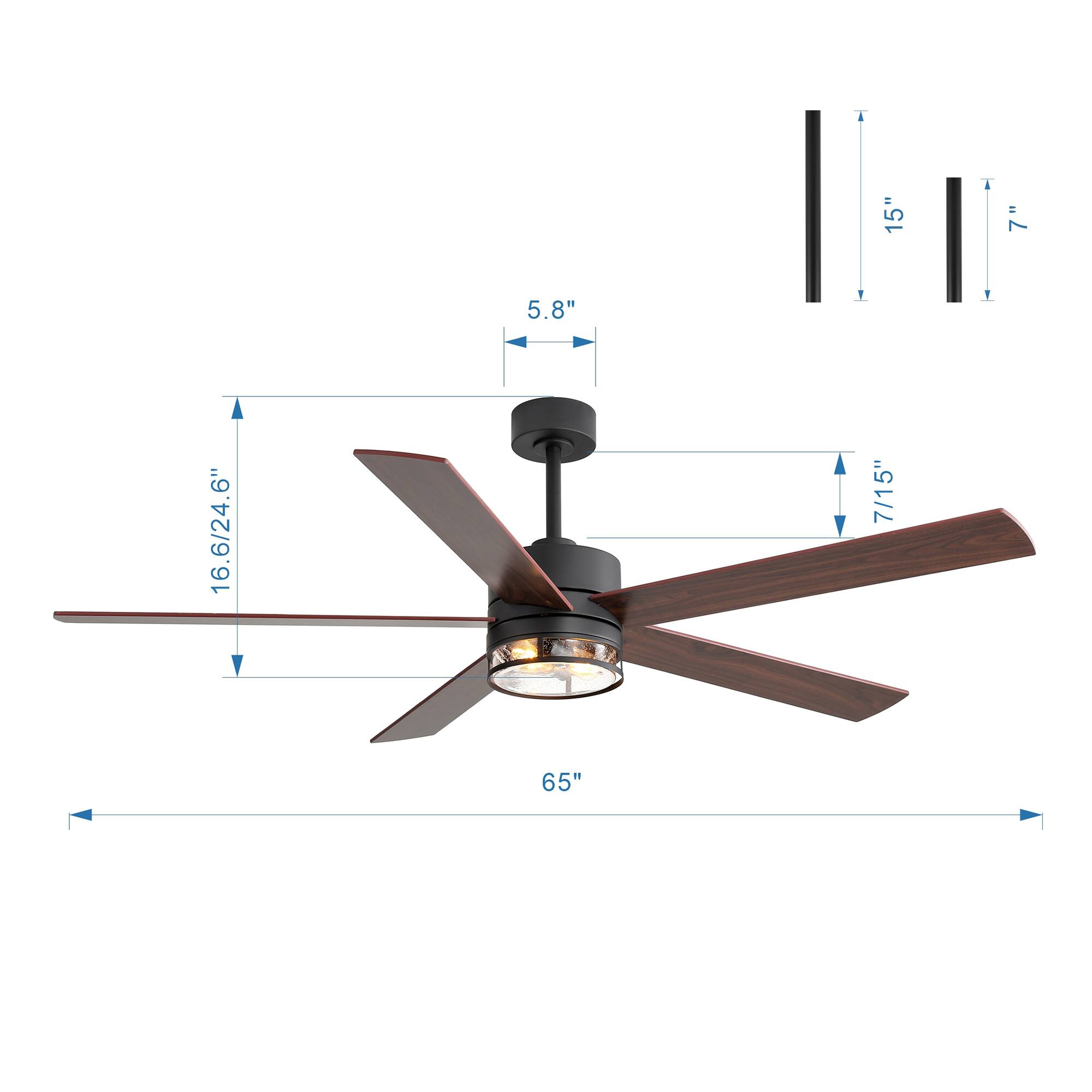 15" 7" 5.8" 16.6/24.6" 7/15" 65"