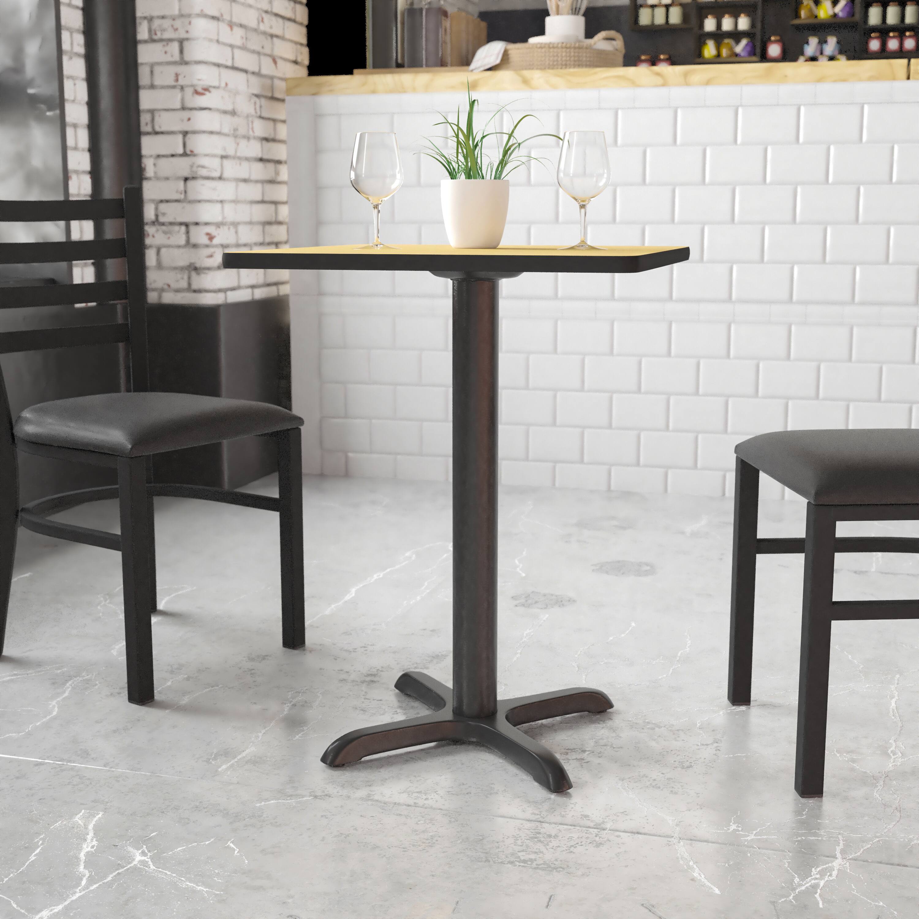 Alt View 1. Emma + Oliver - 22'' x 22'' Restaurant Table X-Base with 3'' Dia. Table Height Column - Black.