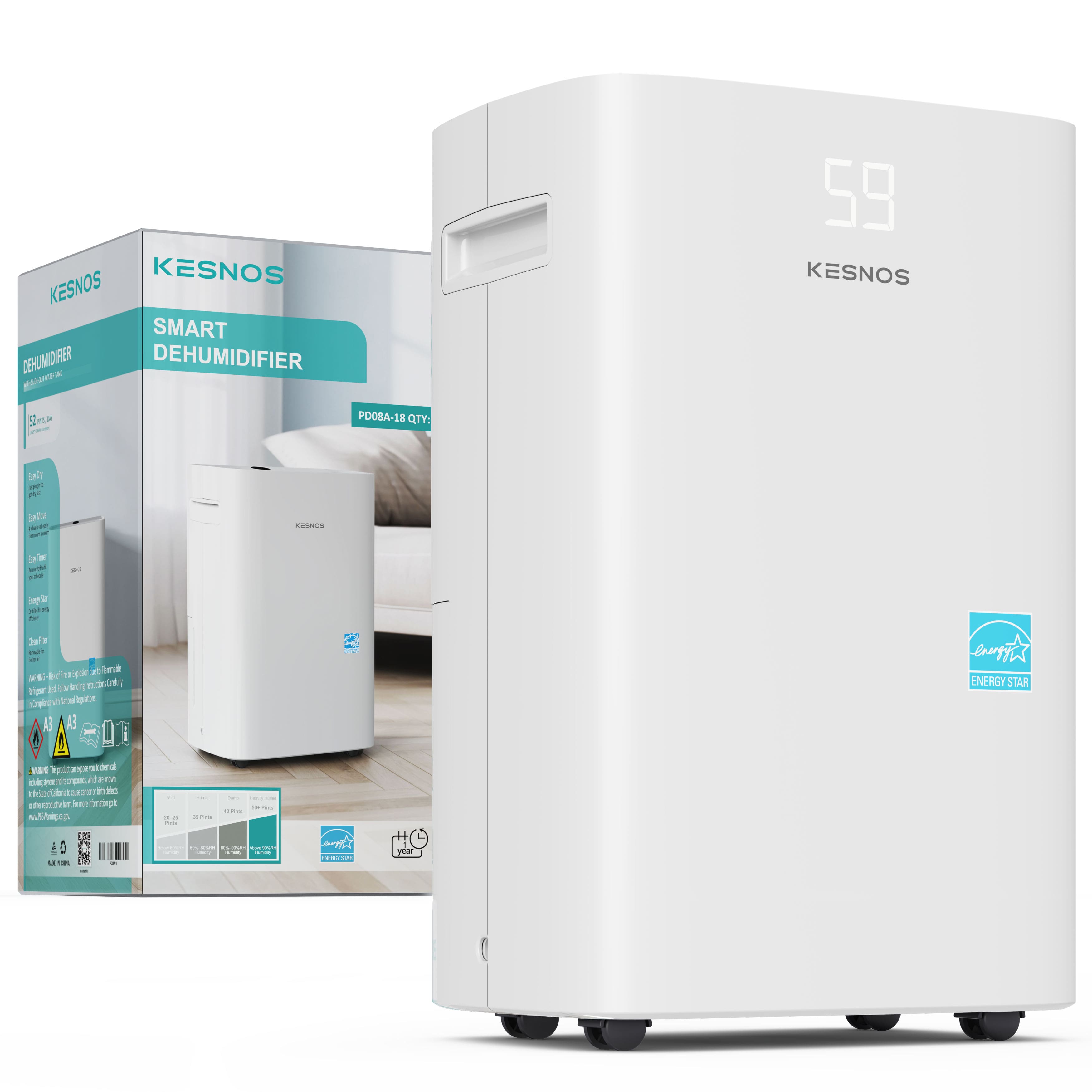 KESNOS SMART DEHUMIDIFIER  
59  
KESNOS  
PD08A-18 QTY:  
ENERGY STAR