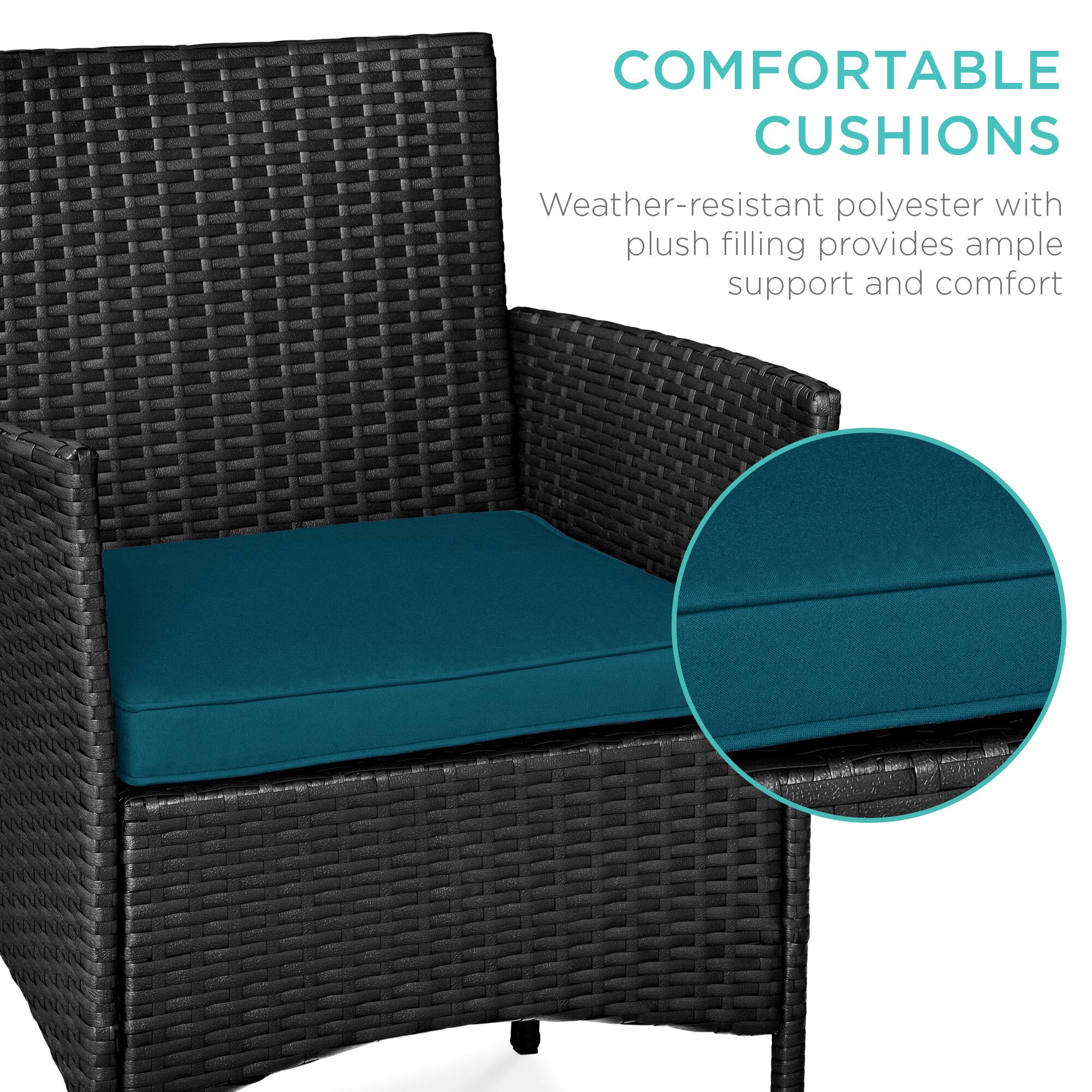 COMFORTABLE CUSHIONS

Weather-resistant polyester with plush filling provides ample support and comfort