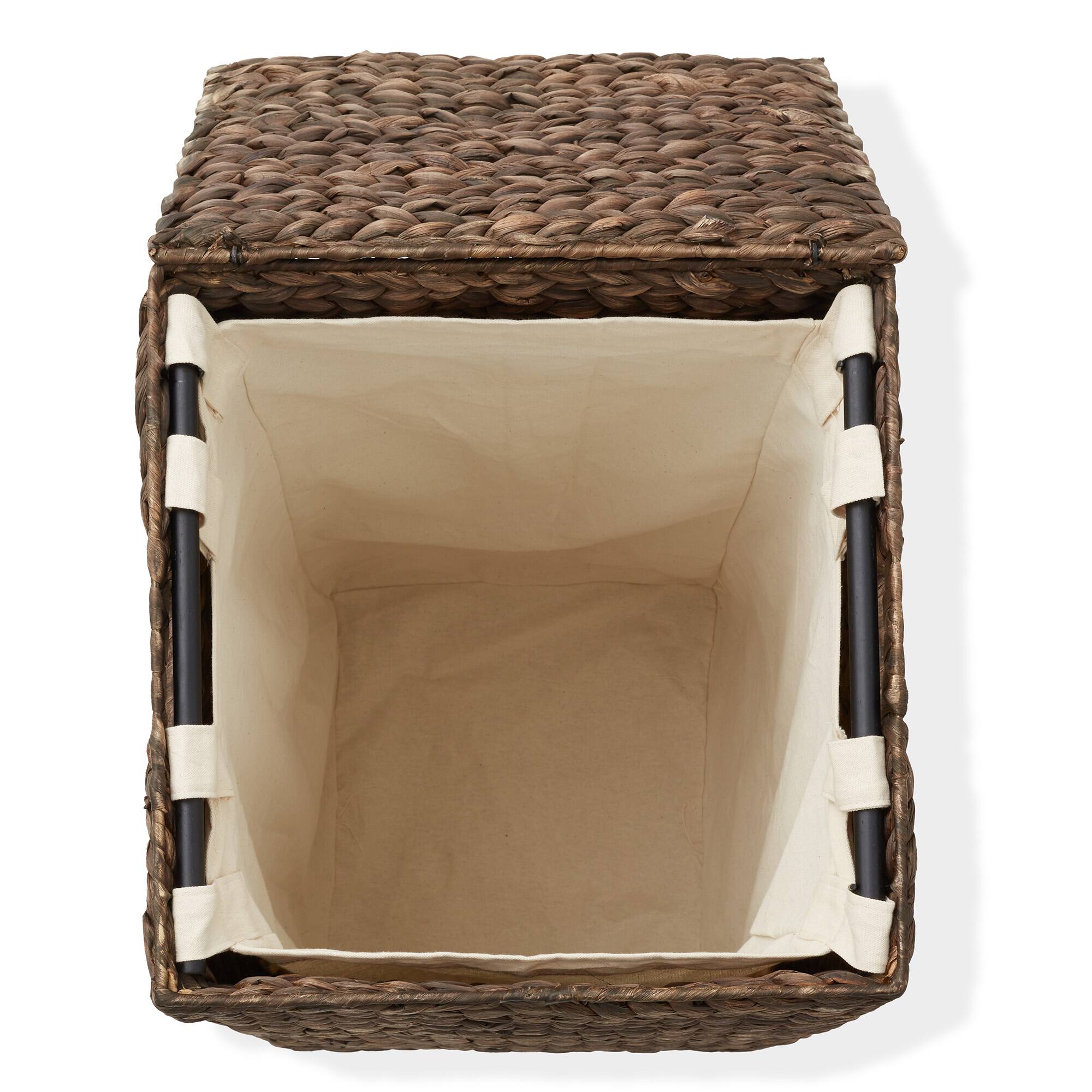 Alt View 5. Casafield - Square Laundry Hamper Basket w Lid and Liner for Clothes - Water Hyacinth - Espresso.