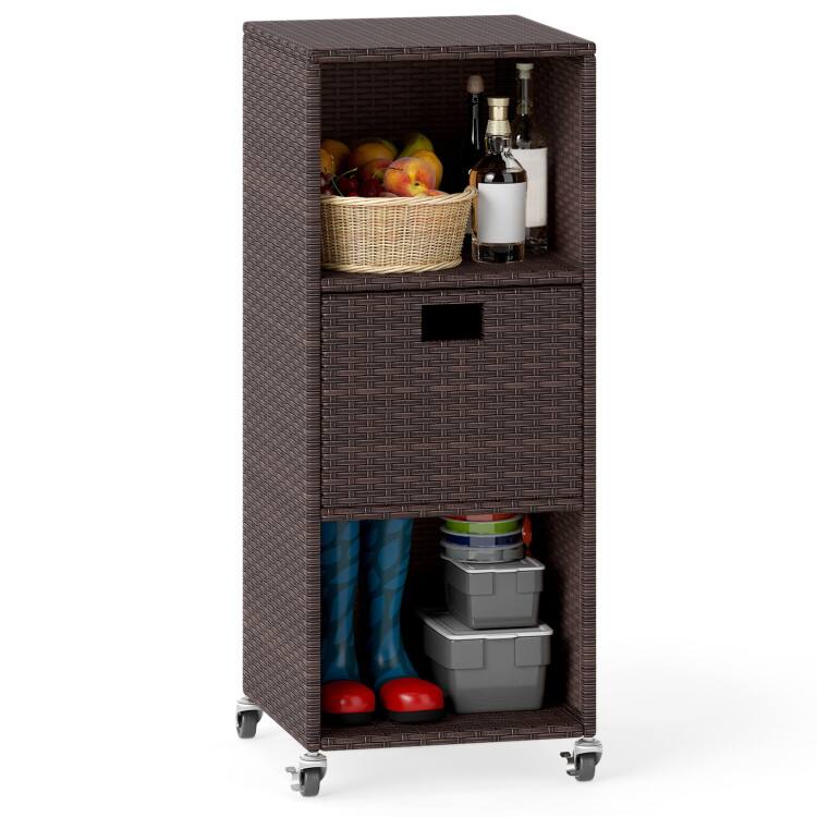 Alt View 4. Mondawe - Outdoor Storage Cabinet with Drawer and 3 Shelves for Backyard - Mix Brown.
