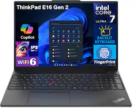 Lenovo - ThinkPad E16 Gen 2 Laptop, Core Ultra 7 155U, 64GB, 2TB SSD, 16.0" FHD (1920x1080), Intel Graphics, Win 11 Pro - Black