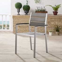 Shore Outdoor Patio Aluminum Dining Armchair by Modway - Silver Gray