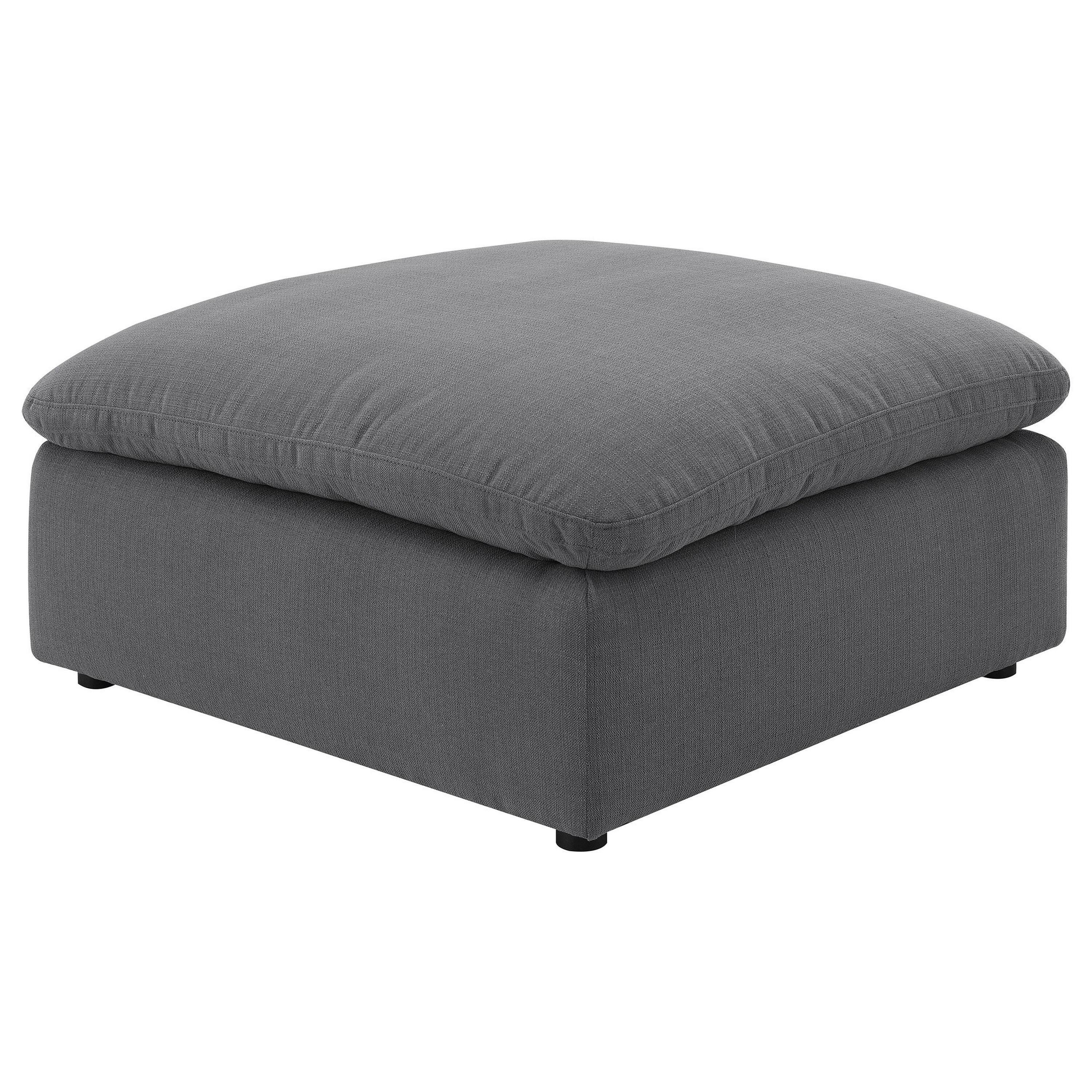 Alt View 2. Manhattan Lane - Hobo Square Ottoman, Charcoal Gray Fabric, Foam Cushions, 40 Inch - Gray, Black.
