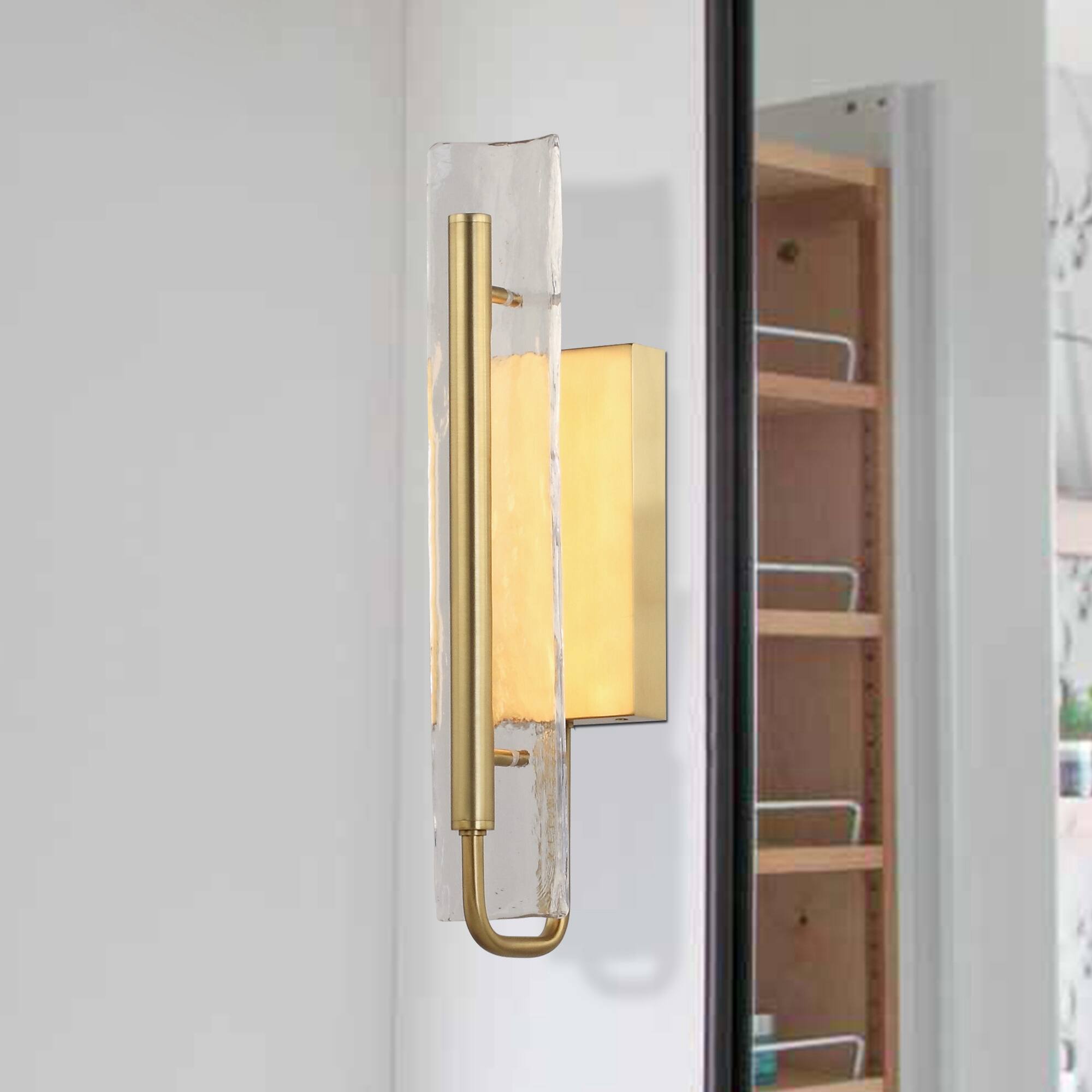 Perimost - Modern 1-Light LED Wall Light with Glass Shade - Gold