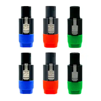 Front. 5 CORE - 5 Core Speakon Adapter 6 Pack High Quality Audio Jack Male Audio Pin Speaker Adapter Connector - Multicolor.