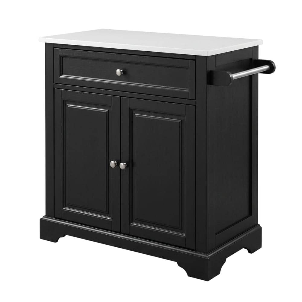 Crosley Furniture - Lafayette Stone Top Portable Kitchen Island/Cart - Black