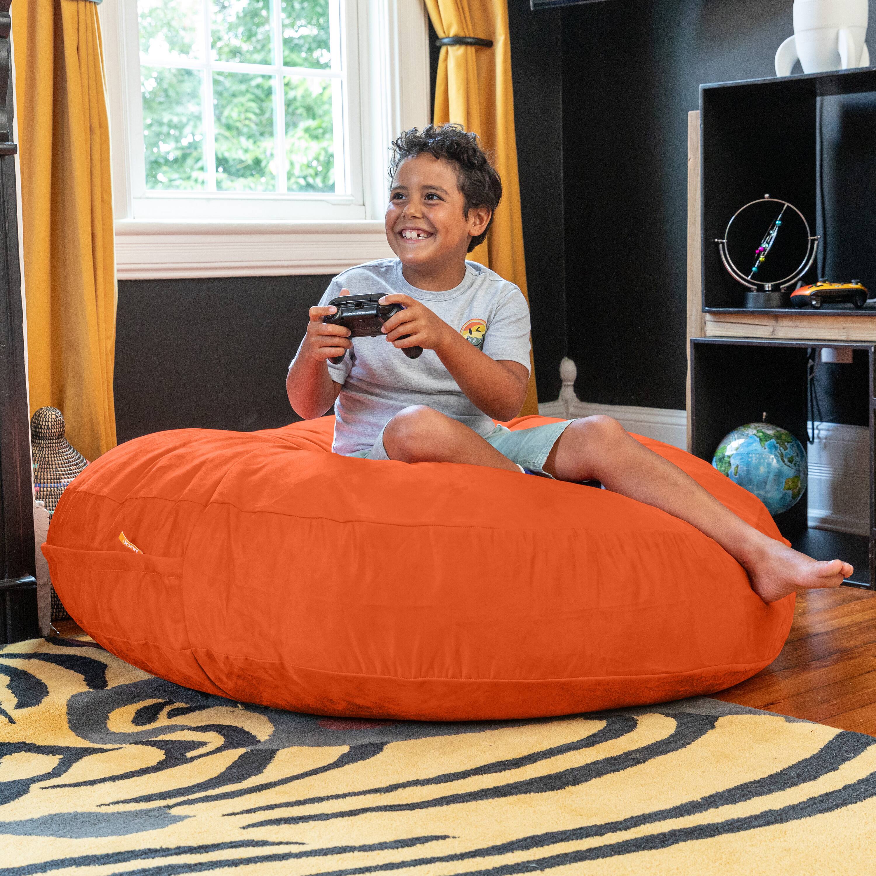 Alt View 2. Jaxx - Jaxx Cocoon 4 Foot Bean Bag Chair and Crash Pad, Mandarin - Mandarin.