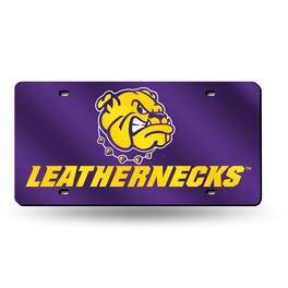 Rico Industries - Western Illinois Fighting Leathernecks Purple Mirrored Laser Cut License Plate Laser Tag - Multi