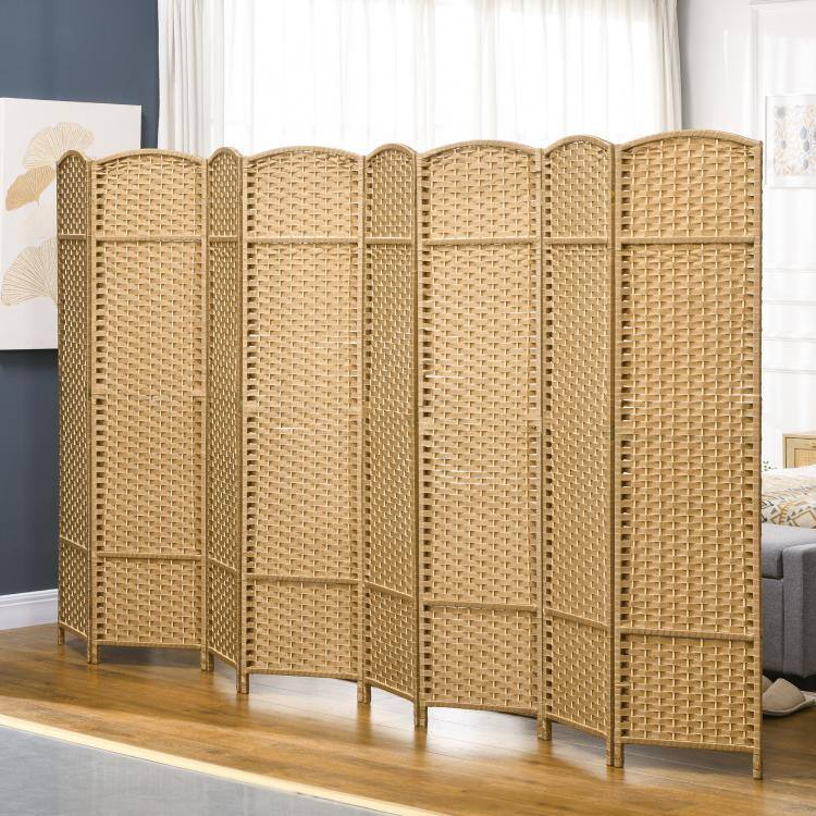 Alt View 2. PULUZ - Folding Room Divider Screen 8 Panel 5.6 ' Tall Privacy Screen Freestanding Room Partition for Home Office - Natural Wood.