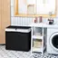 Alt View 11. Costway - Laundry Hamper w/Wheels & Lid, 125L 3-Section Clothes Hamper w/2 Liner Bags - Black.