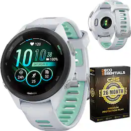 Garmin - Forerunner 265S GPS Smartwatch 42 mm Fiber-reinforced polymer + 26-Month Warranty Protection Bundle - Black Bezel|Whitestone Case|Whitestone/Neo Tropic - (2023)
