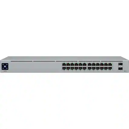 Front. Ubiquiti - 24-Port Gigabit PoE+ Compliant Managed Switch USW-24-POE - Gray.