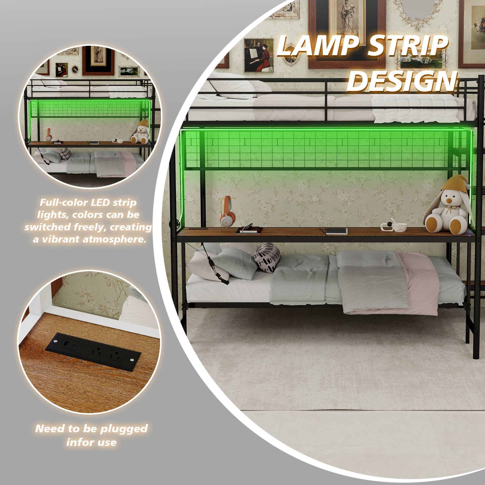 LAMP STRIP DESIGN

Full-color LED strip lights, colors can be switched freely, creating a vibrant atmosphere.

Need to be plugged in for use