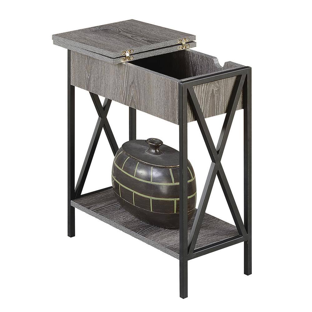 Left. Convenience Concepts - Tucson Electric Flip Top Table - Weathered Gray/Black.
