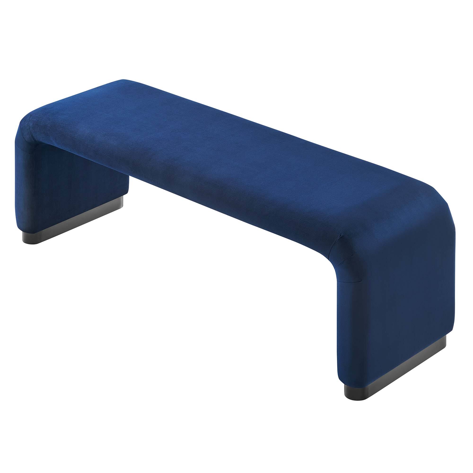 Alt View 2. Modway - Koda Performance Velvet Waterfall Long Bench by Modway - Blue.
