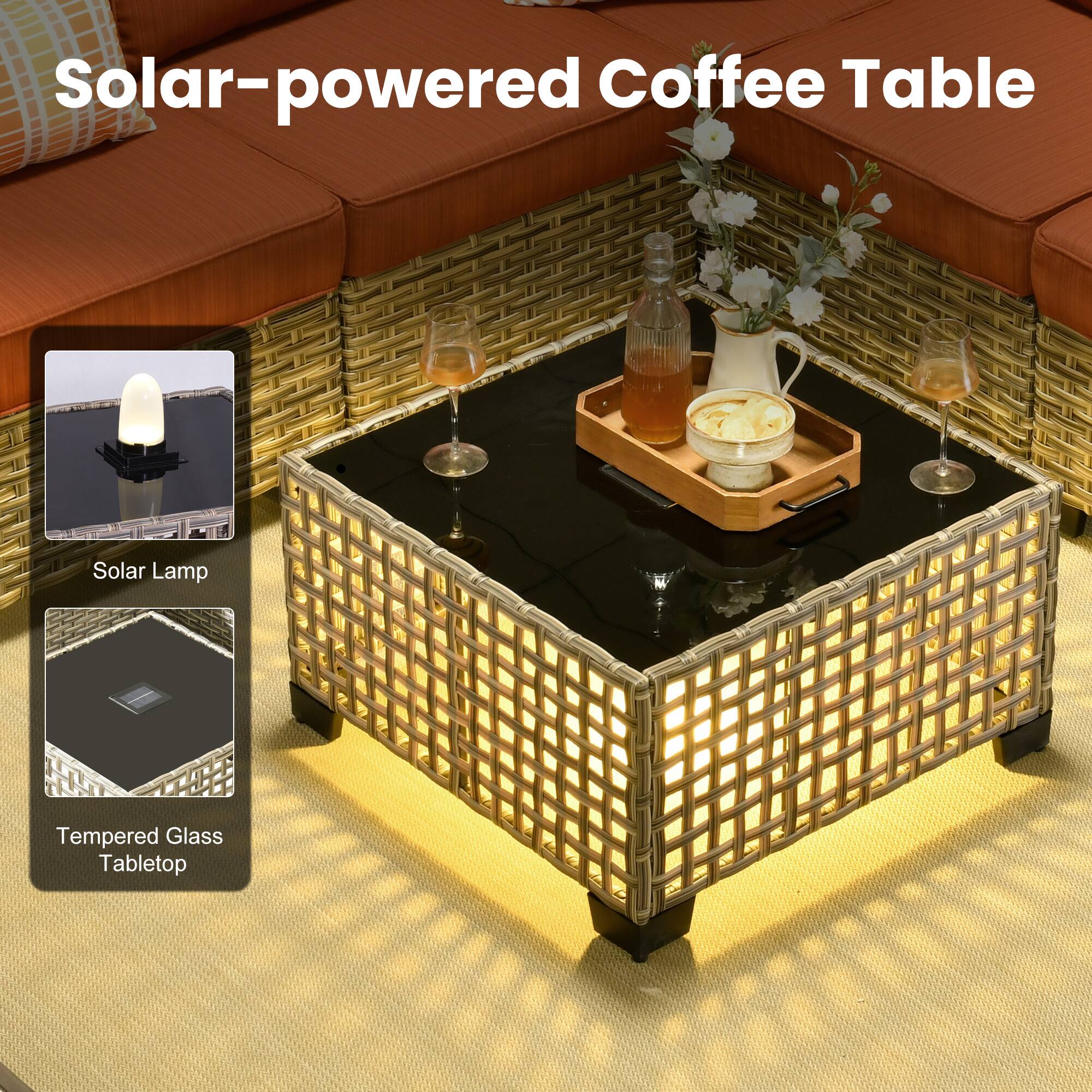 Solar-powered Coffee Table  
Solar Lamp  
Tempered Glass Tabletop