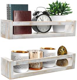 Sorbus - Floating Shelves - Rustic Floating Book Shelves Wall Mount Wooden Hanging Ledge Storage - Gray