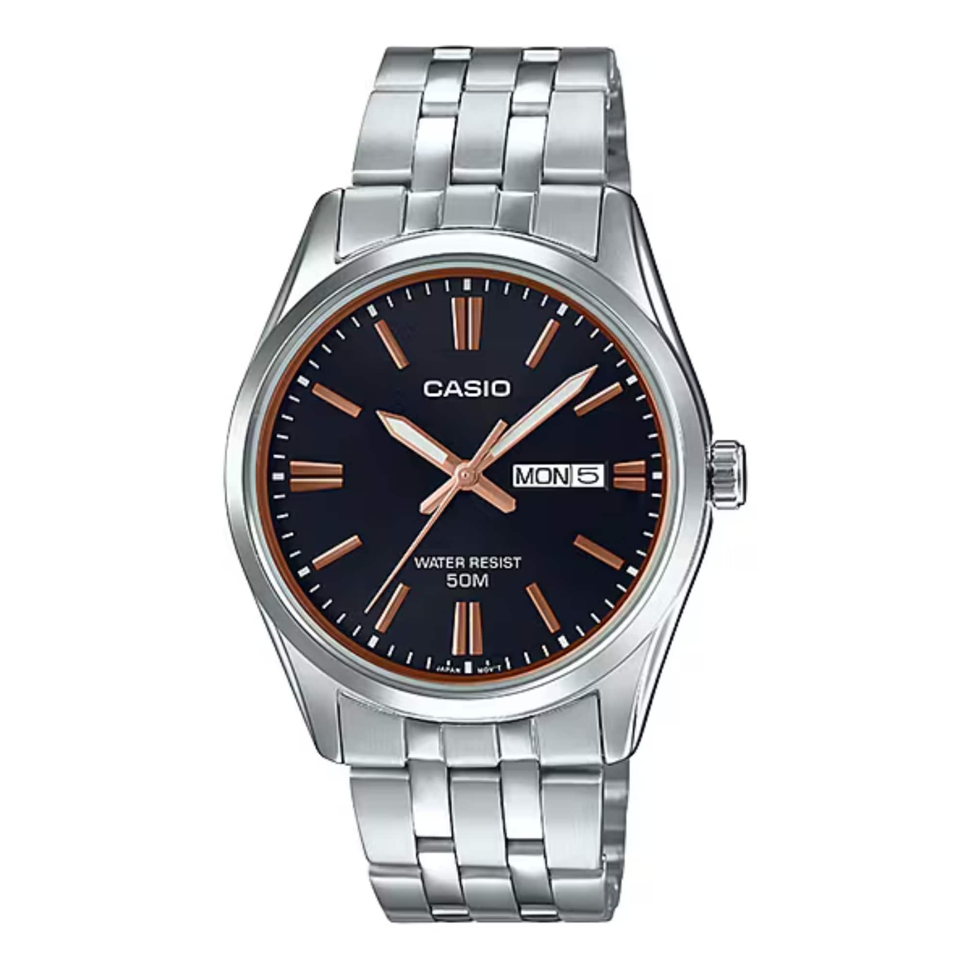 Casio - Men’s Stainless Steel Analog Watch Black Dial - MTP-1335D-1A2V - Silver