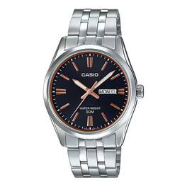 Casio - Men’s Stainless Steel Analog Watch Black Dial - MTP-1335D-1A2V - Silver