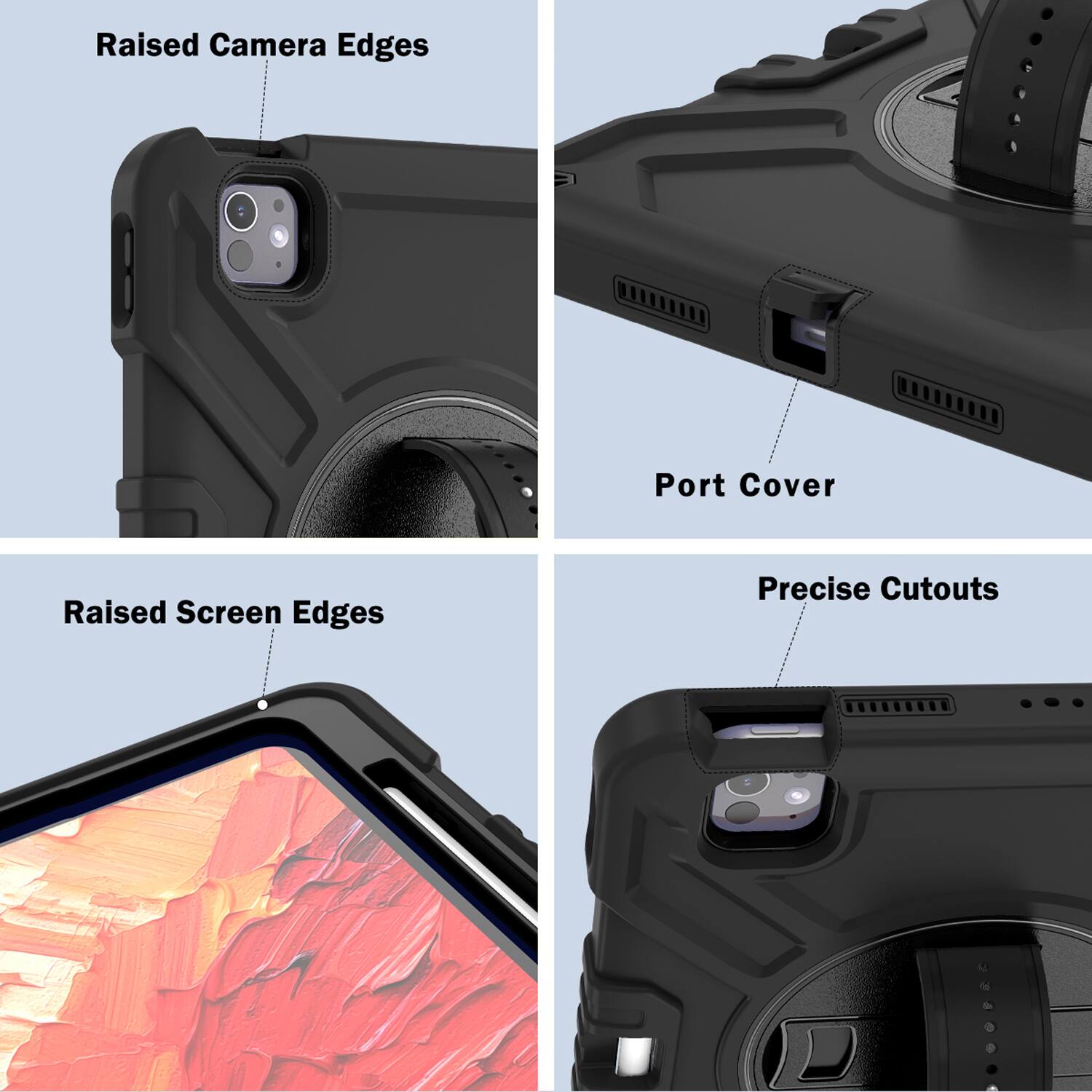 Raised Camera Edges  
Port Cover  
Raised Screen Edges  
Precise Cutouts