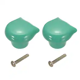 Unique Bargains - 2pcs Cat Shape Ceramic Cabinet Knobs, Decorative Drawer Pulls w/ Screws for Closets - Green