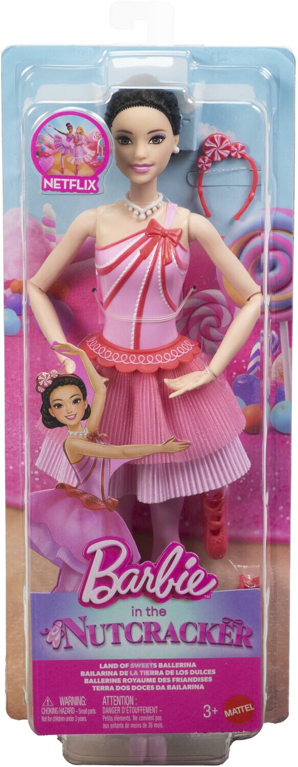 NETFLIX Barbie™ in the NUTCRACKER LAND OF SWEETS BALLERINA BAILARINA DE LA TIERRA DE LOS DULCES BALLERINE ROYAUME DES FRIANDISES TERRA DOS DOCES DA BAILARINA

WARNING: ATTENTION: CHOKING HAZARD - Small parts. DANGER D'ÉTOUFFEMENT - Petits éléments. Not for children under 3 years. De convient pas aux enfants de moins de 36 mois.