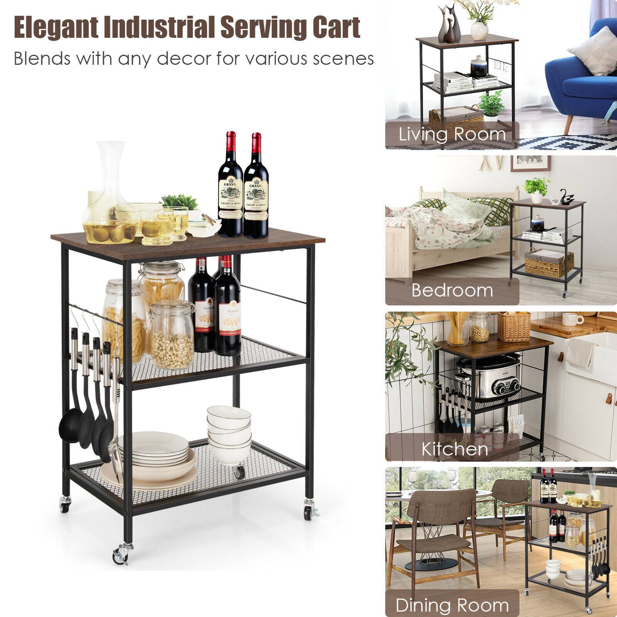 Elegant Industrial Serving Cart  
Blends with any decor for various scenes  

Living Room  
Bedroom  
Kitchen  
Dining Room