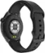 The image features a black watch with a black band. The watch is a smartwatch, as indicated by the presence of a heart rate sensor. The watch is made in China and is designed to make phone calls and monitor the wearer's heart rate in real-time. The watch is also a DIY watch, which suggests that it may be customizable or assembled by the user.