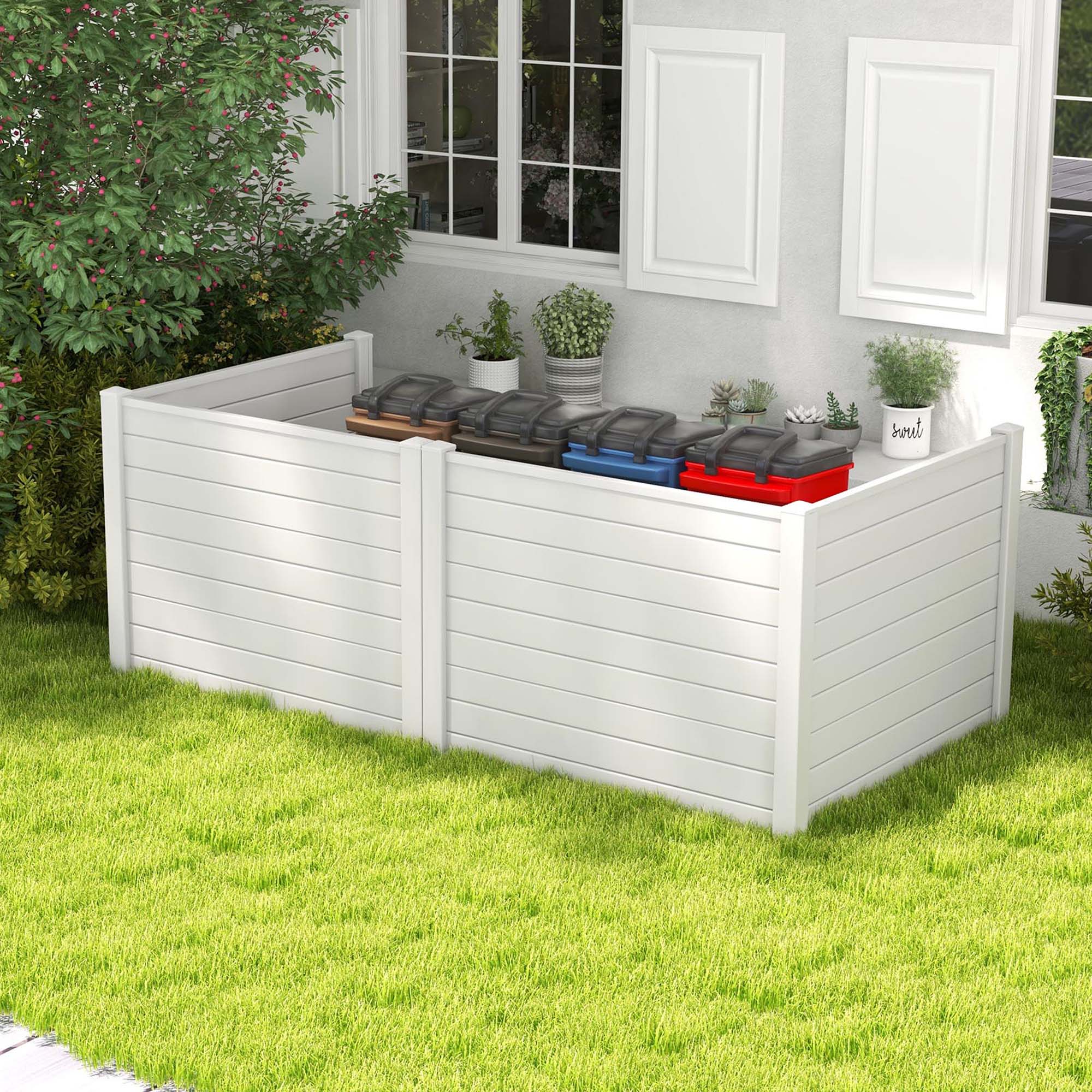 Alt View 4. Costway - 48"L x 37.5"H Air Conditioner Fence with 3 Ground Stakes - White.