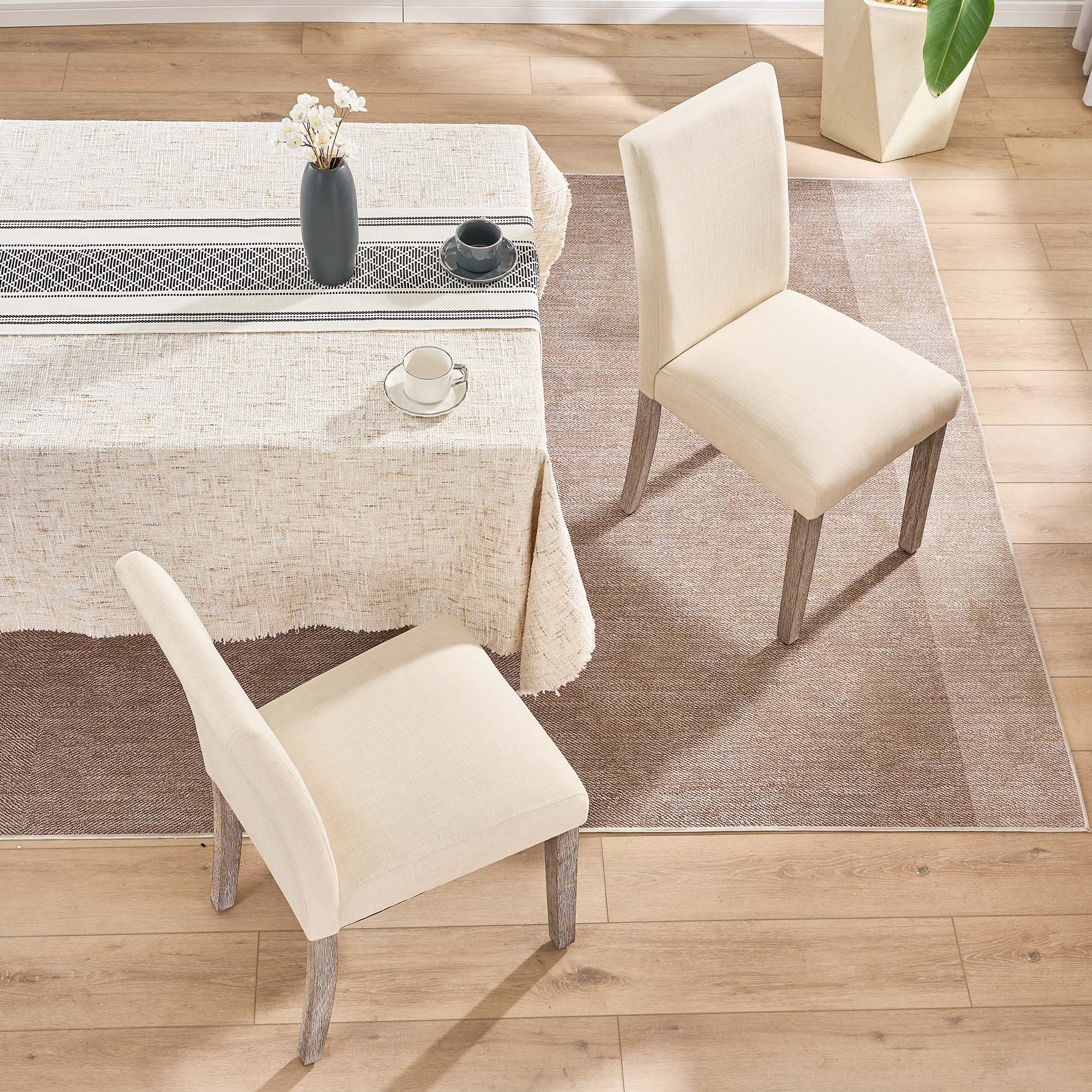 Angle. FERPIT - FERPIT 2 Pack Stylish Modern Upholstered Dining Chairs, Beige - Beige.