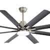 Front. Sofucor - 52in Brushed Nickel Smart Ceiling Fan/ 3CCT LED APP/Remote/Voice Control 6 Speed Modern High CFM Flush Mount Ceiling Fan - Nickel Black.
