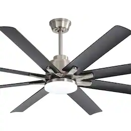 Sofucor - 52in Brushed Nickel Smart Ceiling Fan/ 3CCT LED APP/Remote/Voice Control 6 Speed Modern High CFM Flush Mount Ceiling Fan - Nickel Black