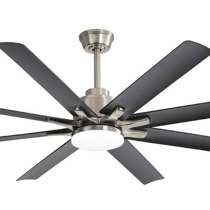 Front. Sofucor - 52in Brushed Nickel Smart Ceiling Fan/ 3CCT LED APP/Remote/Voice Control 6 Speed Modern High CFM Flush Mount Ceiling Fan - Nickel Black.
