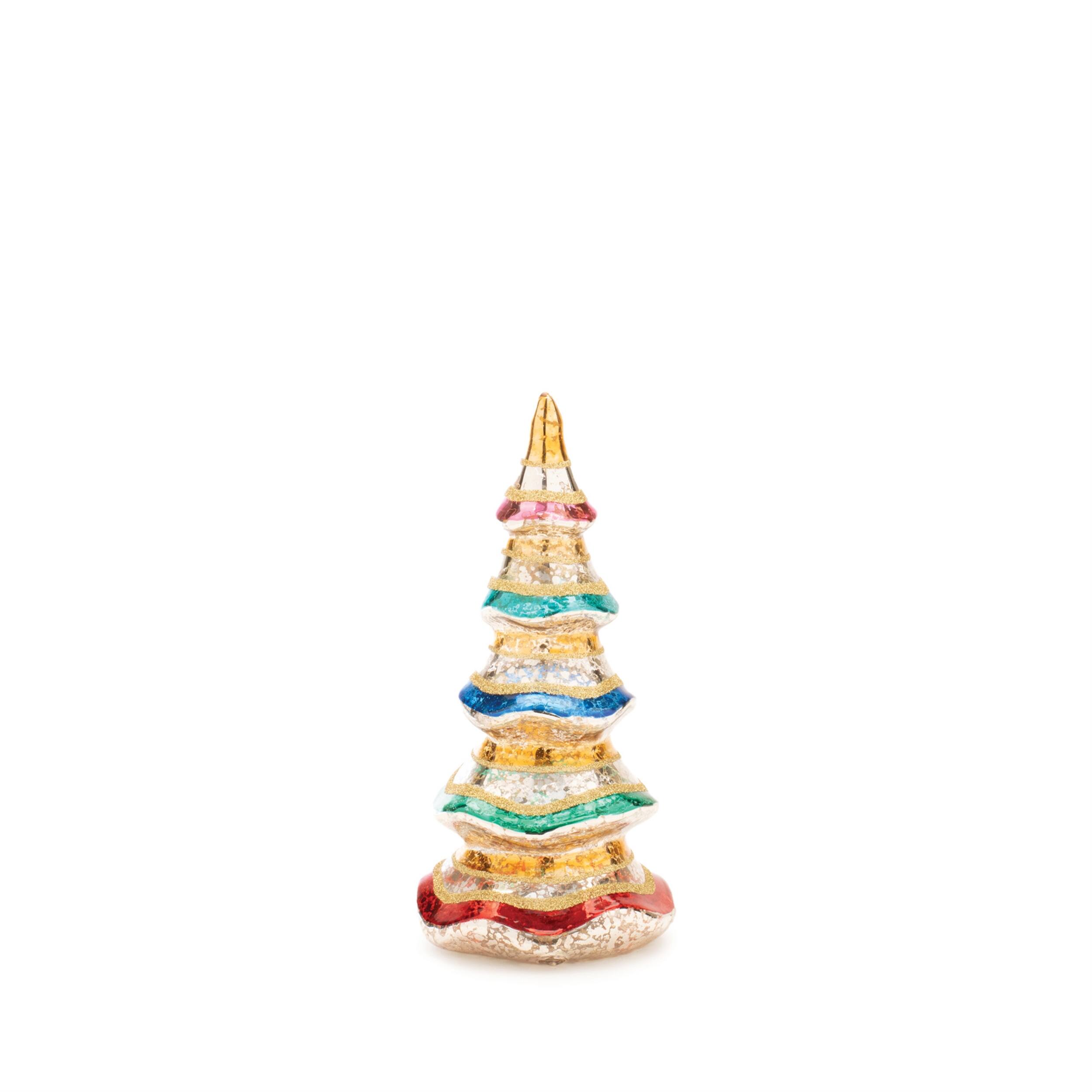 Alt View 1. BreeBe - Multicolor Mercury Glass Pine Tree (Set of 3) - Gold, Red, Green, Blue.