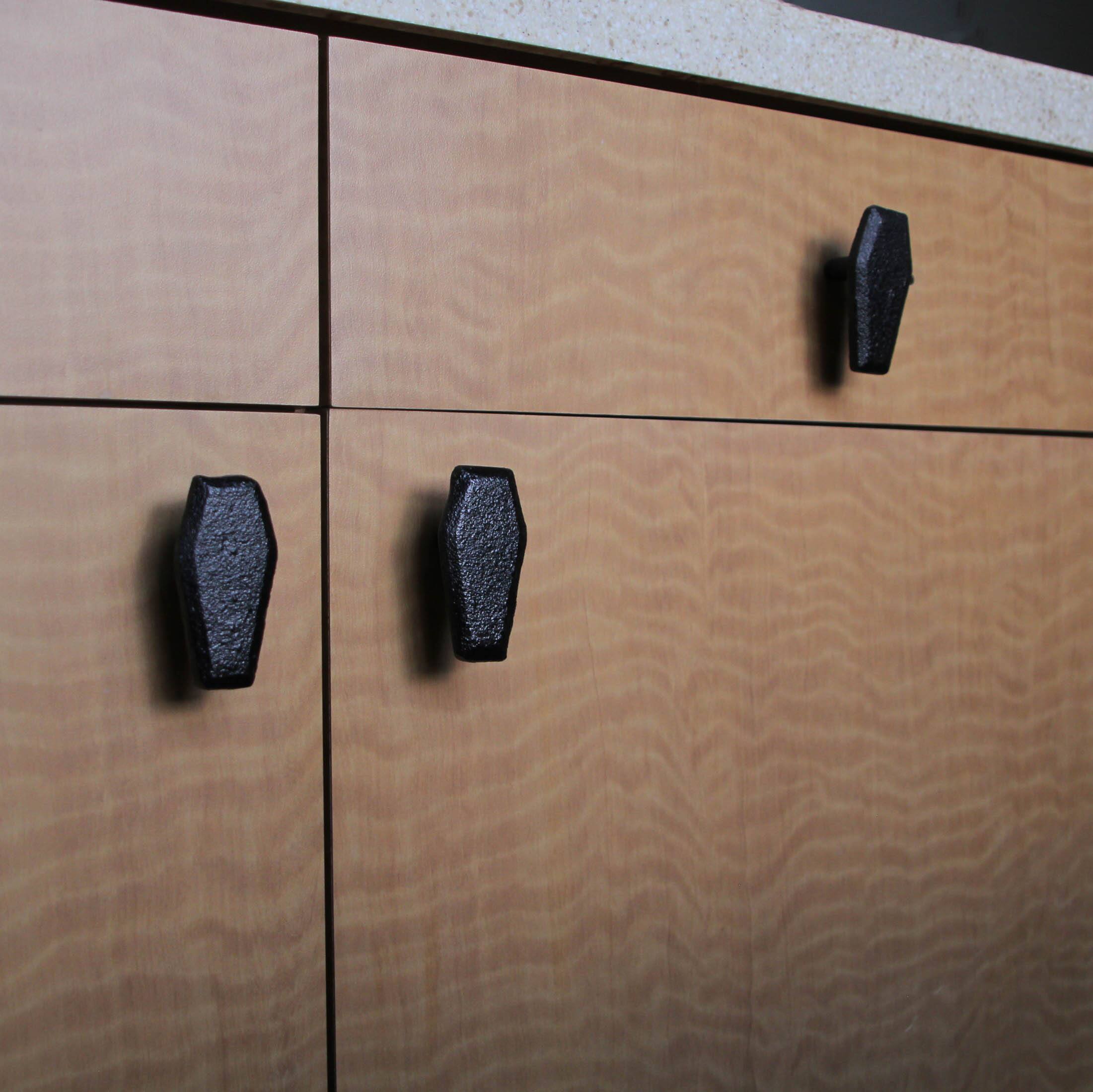 Alt View 5. Zeckos - Set of 6 Gothic Black Coffin Pulls - 2.5" x 1.5" - Cabinet Decor - Black.