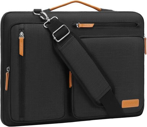 Front. Vulpecula Spade - 360 Protective Laptop Shoulder Bag,15-15.6 inch Computer Bags Compatible with MacBook Pro 16 inch - Black.