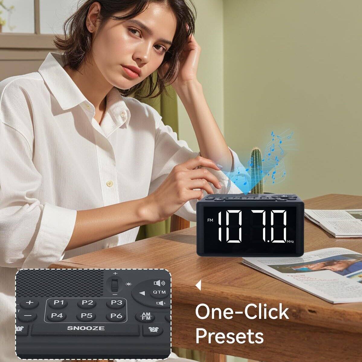 FM 10 10 H + T | 1F P1 P2 P3 P4 P5 P6 SNOOZE QTM AM FM One-Click Presets