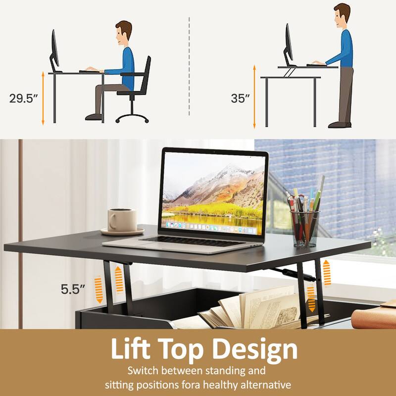 29.5" 35" 1000 5.5" Lift Top Design Switch between standing and sitting positions for a healthy alternative