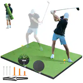 VEVOR - Golf Hitting Mat, 5x4ft Artificial Turf Golf Hitting Mat, Golf Hitting Training Aids with 6 Golf Tees - Green