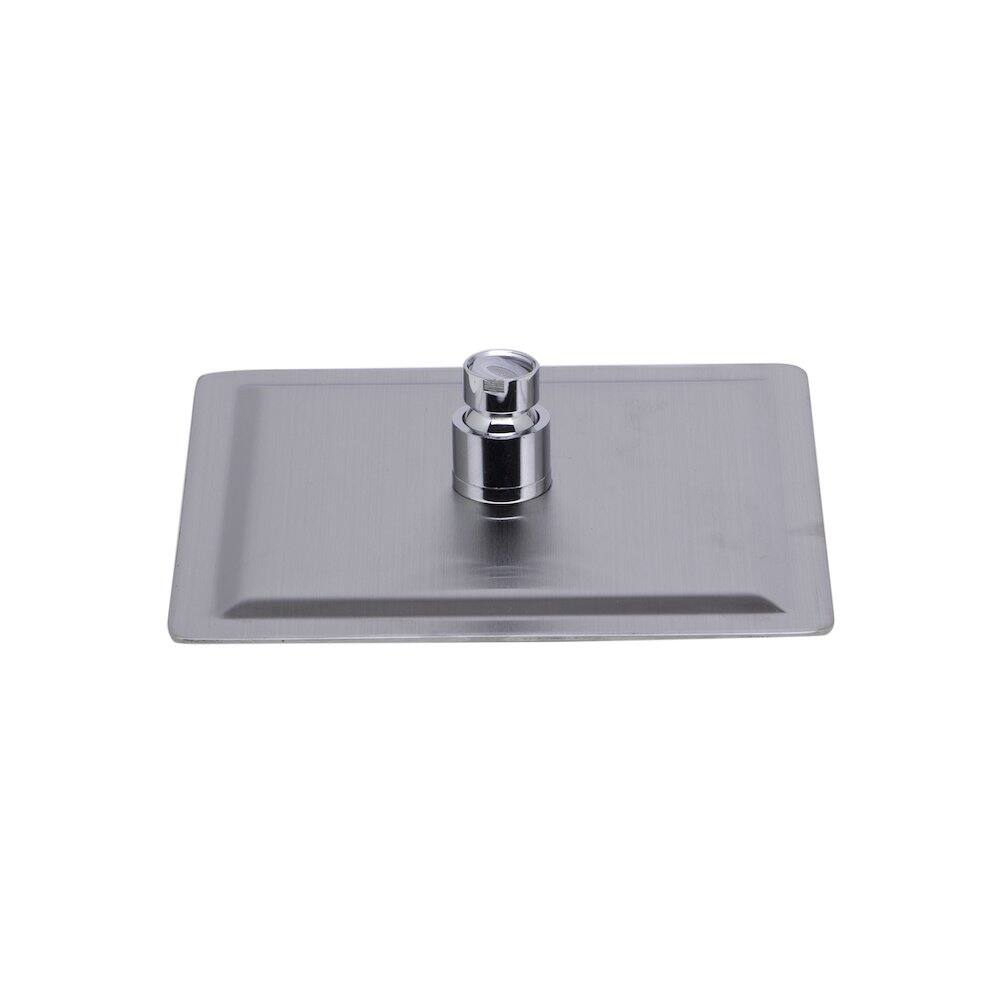 Back. Alfi - Solid Brushed Stainless Steel 8" Square Ultra Thin Rain Shower Head - Stainless Steel.