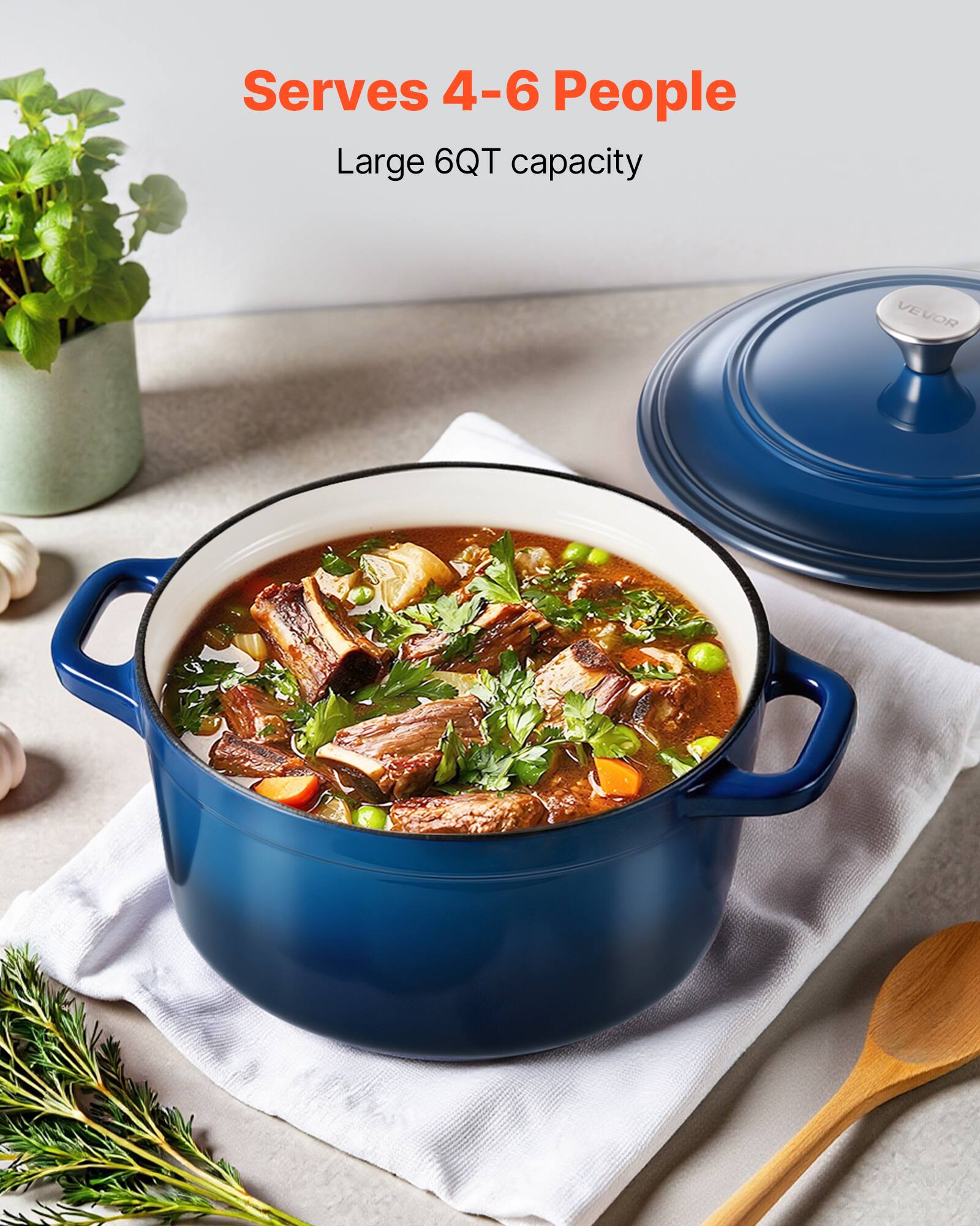 Serves 4-6 People  
Large 6QT capacity