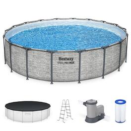 Bestway - Steel Pro MAX 18'x48" Round Above Ground Swimming Pool with Pump & Cover - Gray
