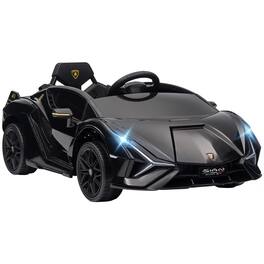 BreeBe - Aosom 12V Kids Ride-On Car, Lamborghini SIAN Licensed Electric Car with Remote, Horn, Music, Headlights - Black