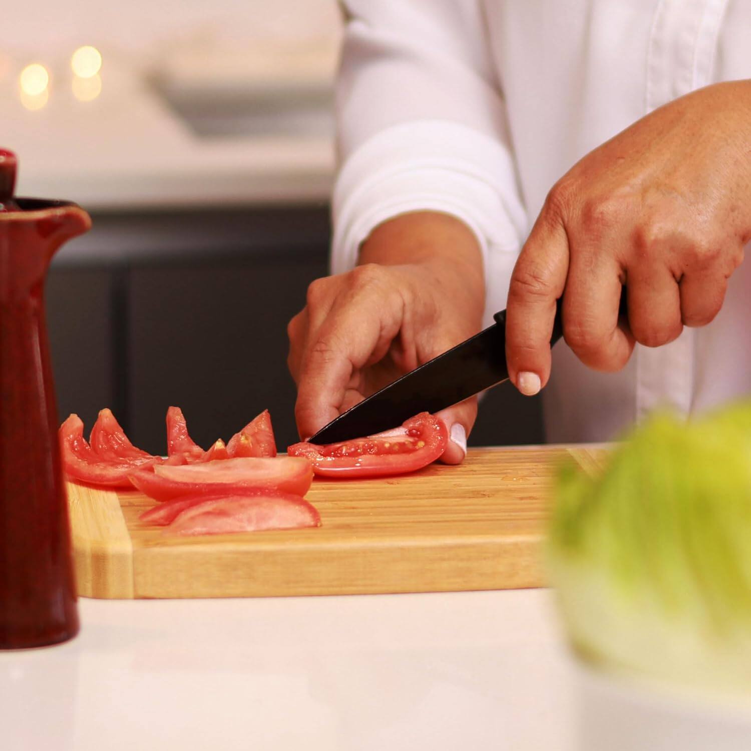 Alt View 6. Escali - Joyce Chen Extra Large Burnished Bamboo Cutting Board, 12x18-Inch - Natural.