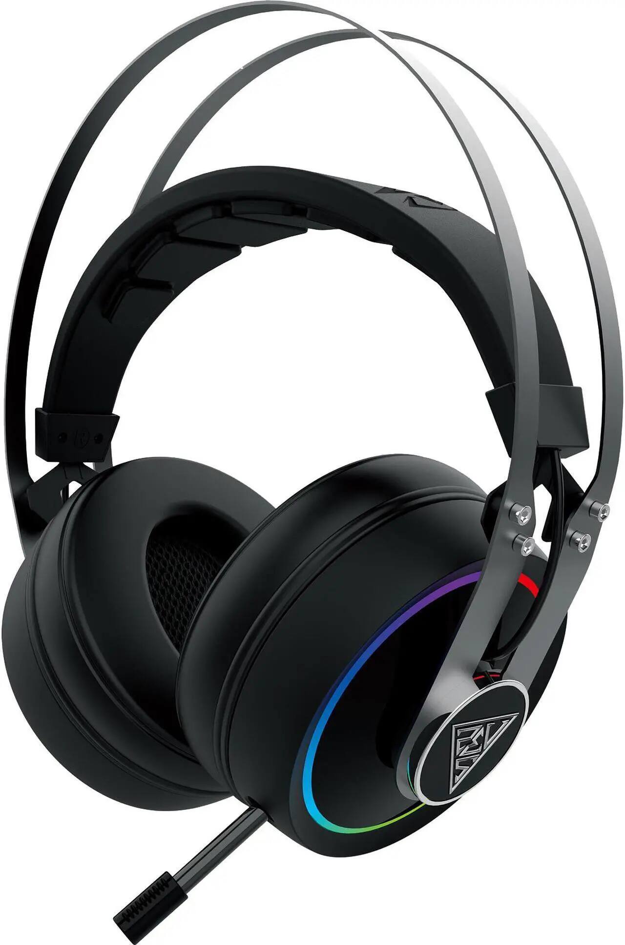 Front. GAMDIAS - HEBE P1A RGB Wired Gaming Headset - Black.