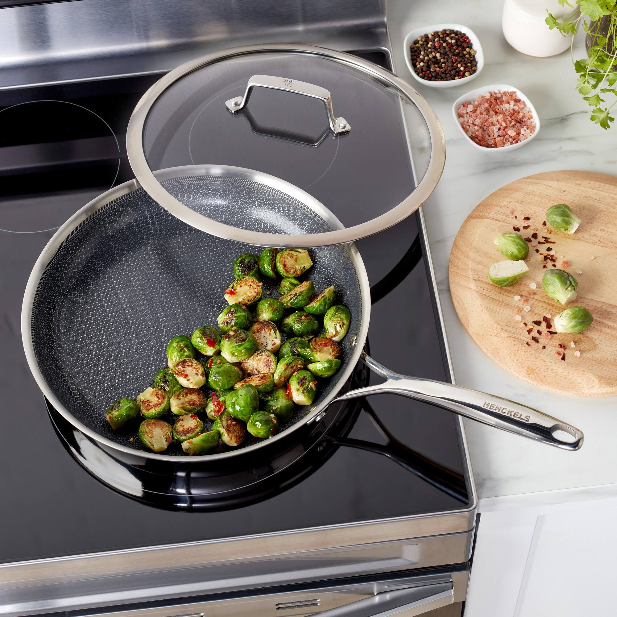 Alt View 7. Henckels - Henckels Paradigm Ceramic 12-inch Stainless Steel Dual Performance Fry Pan with Lid - Stainless Steel.