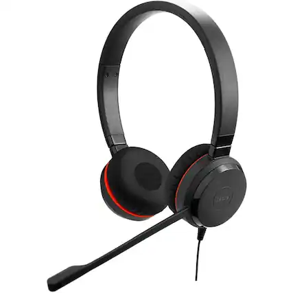 Front. Jabra - Jabra Evolve 30 II Headset - Stereo - Mini-phone (3.5mm) - Wired - Over-the-head - Binaural - Circumaural - 3.94 ft - Red.