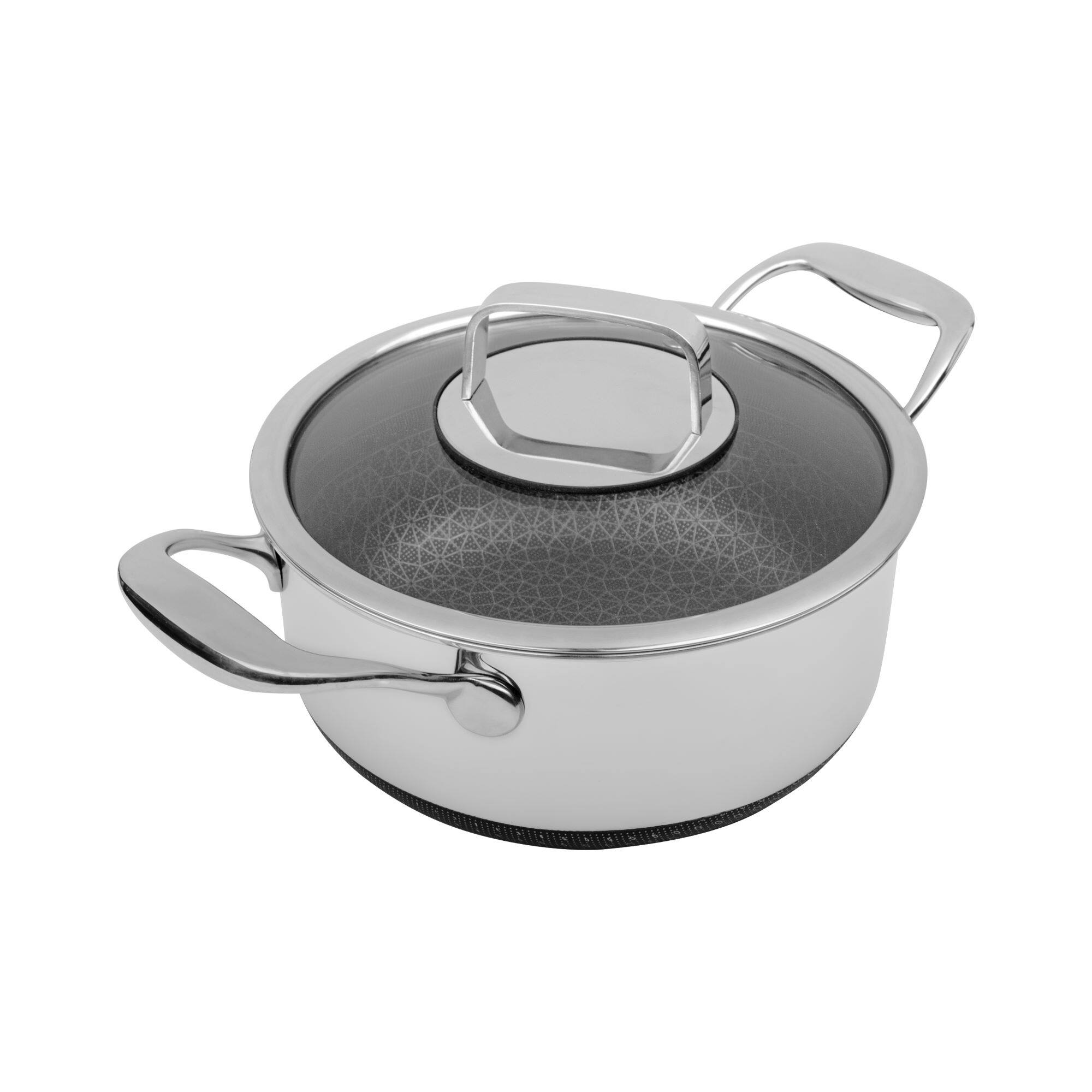 Alt View 5. Livwell Brands - DiamondClad™ 3 Quart Hybrid Nonstick Stainless Steel Stock Pot and Lid, Dishwasher Safe, PFOA-free – Silver/Black - Black/Silver.